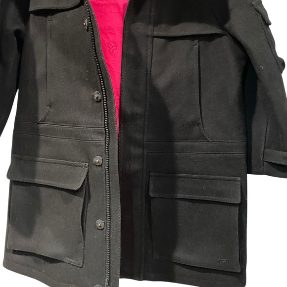 Aritzia Tna Black Wool 3/4 Sleeve Hooded Lined Winter Coat Jacket XS - Picture 6 of 13